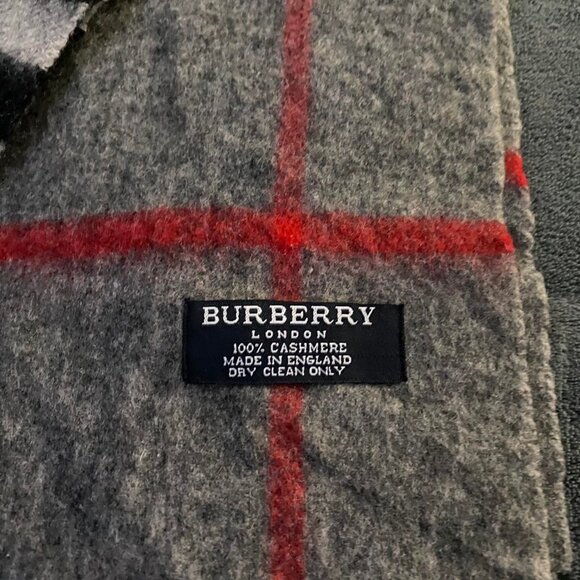 BURBERRY scarf 100% authentic gray check London cashmere pre owned - Picture 3 of 8